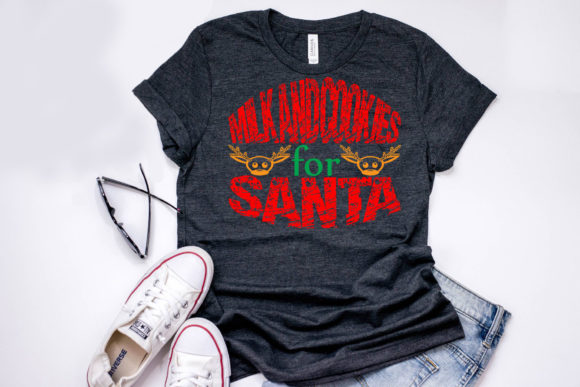 Christmas Quote Design, Milk and Cookies: Graphics for T-Shirt Designs & Local Branding